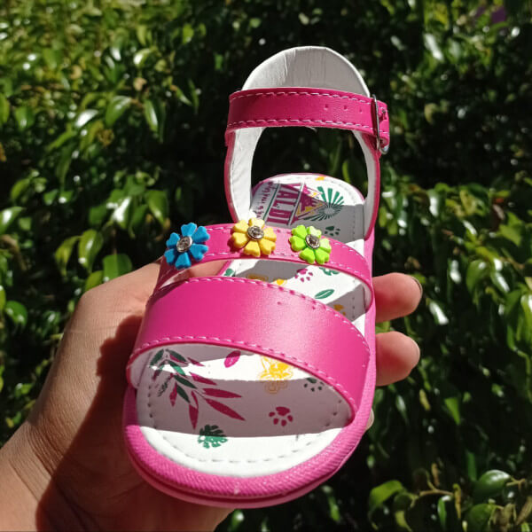 Fuchsia And Flowers Huarache Sandals For Kids / Baby Weave Sandals / Woven Sandals for Babies